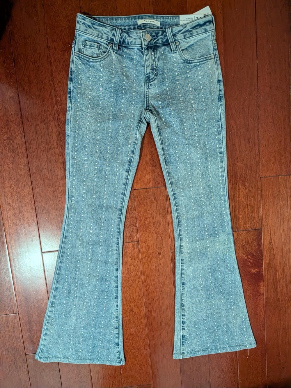 PacSun Light Blue Rhinestone Flare Jeans